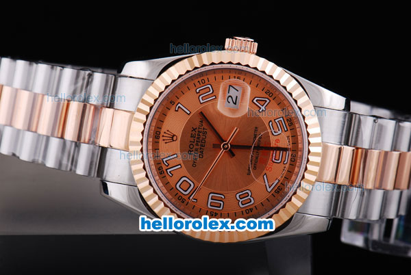 Rolex Datejust Automatic Movement Rose Gold Bezel and Rose Gold Dial - Click Image to Close